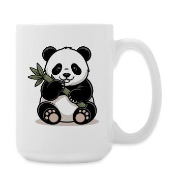 Panda with bamboo stick - Large Mug 440 ml - white - Right
