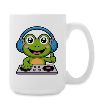 DJ grenouille avec casque - Grande tasse 440 ml - blanc - Droite
