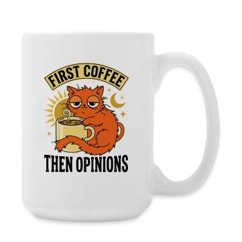 D’abord le café puis les opinions chat endormi mignon, drôle - Grande tasse 440 ml - blanc - Droite