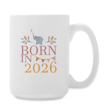 Bébé né en 2026 Né en 2026 Éléphant mignon - Grande tasse 440 ml - blanc - Droite