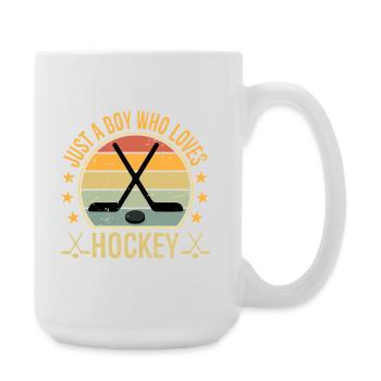 Funny Hockey Just a Boy who Loves Hockey - Große Tasse 440 ml - Weiß - Rechts