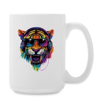 Säbelzahntiger Smilodon Raubkatze Säbelzahn Tiger - Große Tasse 440 ml - Weiß - Rechts
