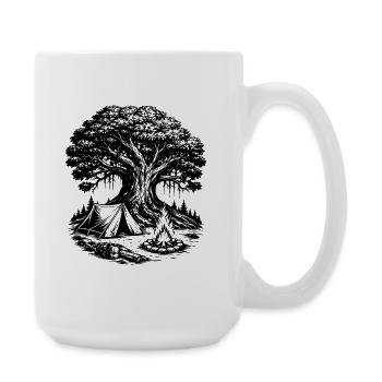 Camping Zelt Wald Baum - Große Tasse 440 ml - Weiß - Rechts