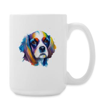 Cadeau coloré Cocker Spaniel Pop Art pour les chiens amoureux - Grande tasse 440 ml - blanc - Droite
