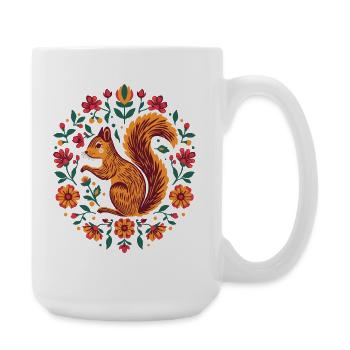 Squirrel in a wreath of flowers - Large Mug 440 ml - white - Right