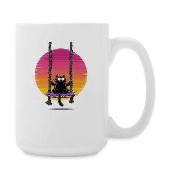 Coucher de soleil du chat sur la balançoire - Grande tasse 440 ml - blanc - Droite