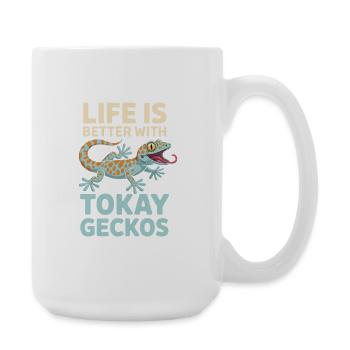 La vie est meilleure avec les geckos Tokay - Grande tasse 440 ml - blanc - Droite