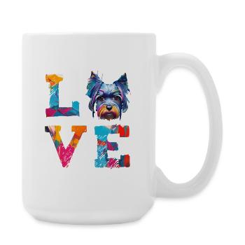 Colorful Yorkshire Terrier Yorkie Love Art - Large Mug 440 ml - white - Right