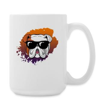 Lunettes de soleil Bulldog Cool Rétro Disco Art coloré - Grande tasse 440 ml - blanc - Droite