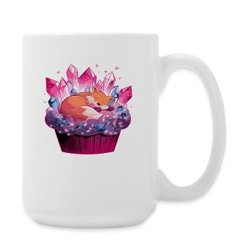 Renard câlin dans un cupcake en cristal - Grande tasse 440 ml - blanc - Droite