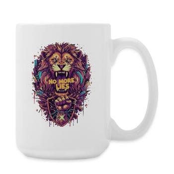 Lion graffiti with No More Lies - Large Mug 440 ml - white - Right