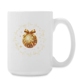 Disco Ball – Luxus Goldenes Frohes neues Jahr 2026 - Große Tasse 440 ml - Weiß - Rechts