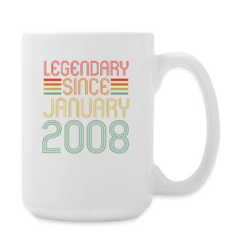 Legendary since January 2008, Retro, Birthday - Large Mug 440 ml - white - Right
