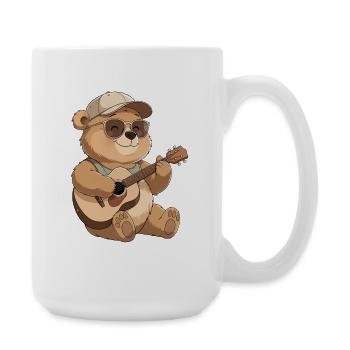 Ours guitare avec lunettes de soleil - Grande tasse 440 ml - blanc - Droite