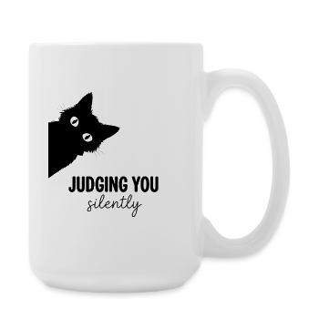 Judging You Silently Corner Cat Eyes - Large Mug 440 ml - white - Right