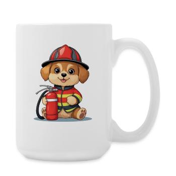 Fire Brigade Dog Puppy in Action - Large Mug 440 ml - white - Right