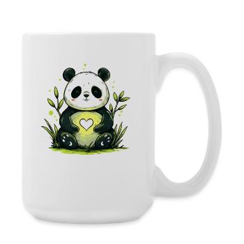 Panda mit Herz im Grünen - Große Tasse 440 ml - Weiß - Rechts