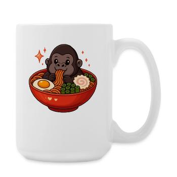 Gorilla with noodles ramen kawaii gorilla - Large Mug 440 ml - white - Right