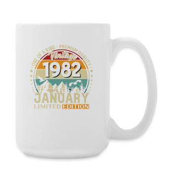 44. Geburtstag Vintage Januar Jahrgang 1982 - Große Tasse 440 ml - Weiß - Rechts