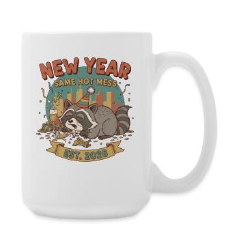 New Year Same Hot Mess Est. 2026 Celebration - Große Tasse 440 ml - Weiß - Rechts