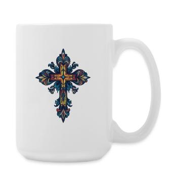 Croix chrétienne - Grande tasse 440 ml - blanc - Droite