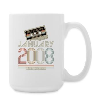 Legendary since January 2008, Retro, Birthday - Large Mug 440 ml - white - Right