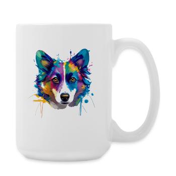 Colorful Pembroke Welsh Corgi Splash Art Dog Mom - Large Mug 440 ml - white - Right