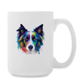 Bunte Border Collie Dog Gesichtsbemalung - Große Tasse 440 ml - Weiß - Rechts