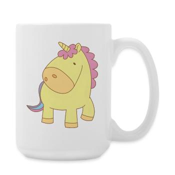 Une jolie licorne jaune avec une crinière rose - Grande tasse 440 ml - blanc - Droite