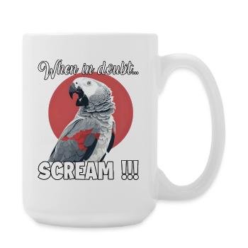 Schreiender Graupapagei T, lustiges Papageien - Große Tasse 440 ml - Weiß - Rechts