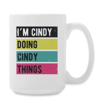 Je suis Cindy qui fait des couleurs rétro de Cindy Things - Grande tasse 440 ml - blanc - Droite