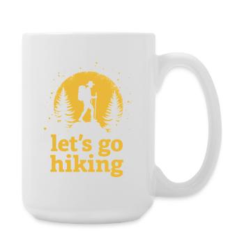 Let's go hiking mountaineer hiker silhouette - Large Mug 440 ml - white - Right
