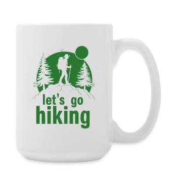 Let's go hiking mountaineer hiker silhouette - Large Mug 440 ml - white - Right