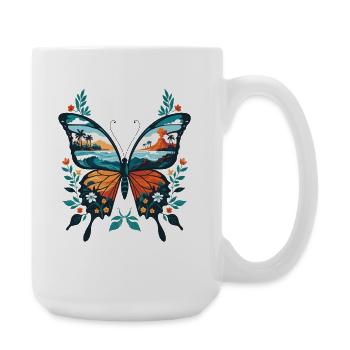 Tropical Volcano Butterfly - Large Mug 440 ml - white - Right