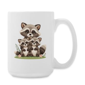 Raccoon Family Trio Illustration - Large Mug 440 ml - white - Right