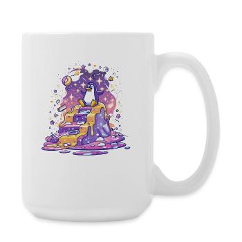 Pinguin auf Sternenstufen - Große Tasse 440 ml - Weiß - Rechts