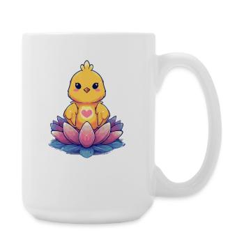 Chick on Lotus Flower Heart Motif - Large Mug 440 ml - white - Right