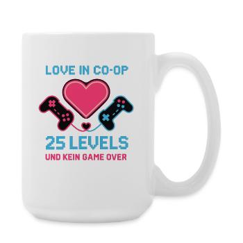 Love in Coop Gamerpaar, 25 Levels keine Pause Herz - Große Tasse 440 ml - Weiß - Rechts