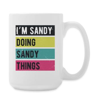 Ich bin Sandy und mache sandige Dinge Retrofarben - Große Tasse 440 ml - Weiß - Rechts