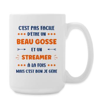 Handsome guy and streamer at the same time - Large Mug 440 ml - white - Right