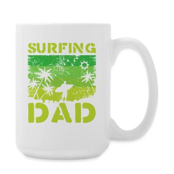 Surfen Dad Retro Grün - Große Tasse 440 ml - Weiß - Rechts