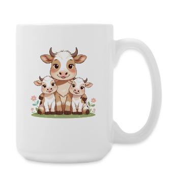 La famille des vaches sous la lumière du printemps - Grande tasse 440 ml - blanc - Droite