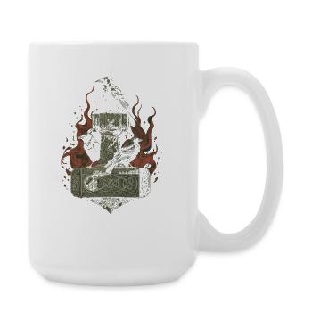 Wikinger Viking Legende Seemann Odin Rabe Kämpfer - Große Tasse 440 ml - Weiß - Rechts