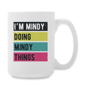 I'm Mindy Doing Mindy Things Retro Colors - Large Mug 440 ml - white - Right