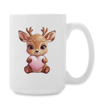 Kleines Rehkitz mit Herz - Große Tasse 440 ml - Weiß - Rechts