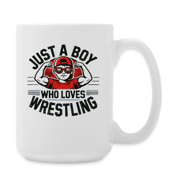 Wrestling, Ringen, Just A Boy Who Loves Wrestling - Große Tasse 440 ml - Weiß - Rechts