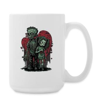 Zombie, couple, dessin animé, amour, emo, valentin - Grande tasse 440 ml - blanc - Droite