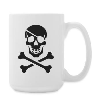 Classic Jolly Roger Pirate Skull - Large Mug 440 ml - white - Right