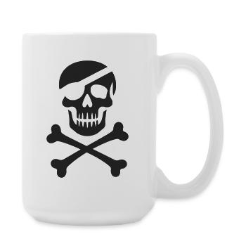 Klassischer Jolly Roger Piraten Totenkopf - Große Tasse 440 ml - Weiß - Rechts