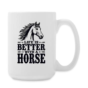 La vie est meilleure avec une déclaration de Horse Reiter - Grande tasse 440 ml - blanc - Droite